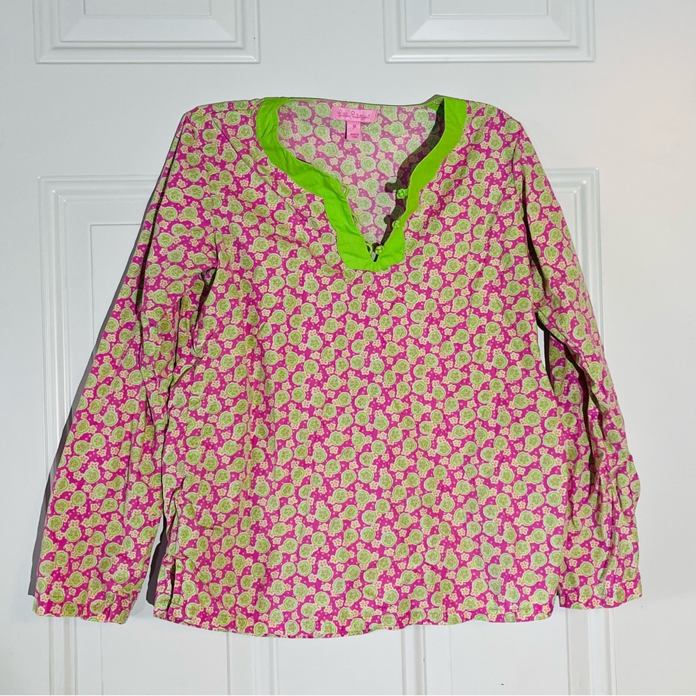 Lily Pulitzer Girls Size 12 Sandollar Pink Green Tunic